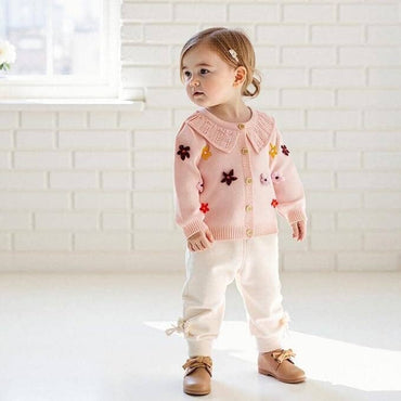 Vintage Knit Floral Baby Cardigan