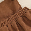 Long Sleeve Corduroy Suspender Skirt Baby Set