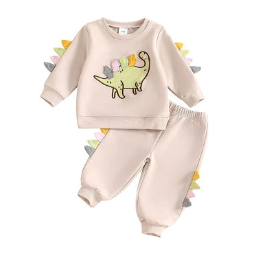 Long Sleeve Dinosaur Baby Set Beige 3-6 M 