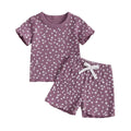 Short Sleeve Floral Toddler Set Purple 9-12 M