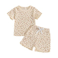 Short Sleeve Floral Toddler Set Beige 9-12 M