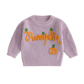 Pumpkin Knitted Baby Sweater Purple 0-3 M