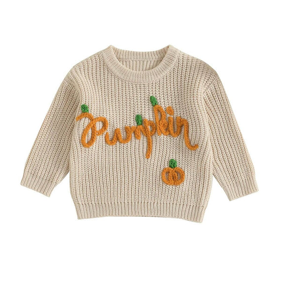 Pumpkin Knitted Baby Sweater Beige 0-3 M