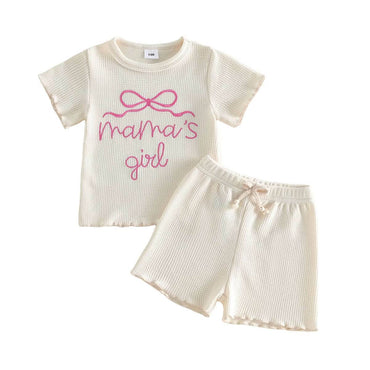 Short Sleeve Mama's Girl Bow Baby Set Sets The Trendy Toddlers 