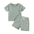 Short Sleeve Floral Toddler Set Green 9-12 M