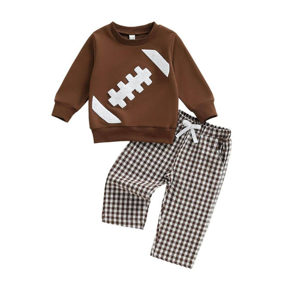 Long Sleeve Football Checkered Toddler Set