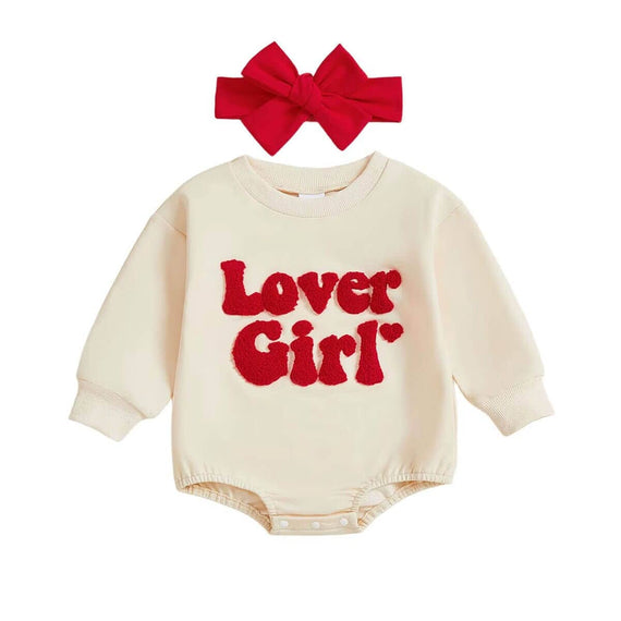 Long Sleeve Lover Girl Baby Bodysuit Beige 0-3 M