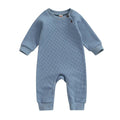 Long Sleeve Solid Waffle Baby Jumpsuit Blue 0-3 M 