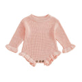 Long Sleeve Solid Knit Baby Romper Pink 0-3 M