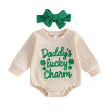 Daddy's Lucky Charm Waffle Baby Bodysuit