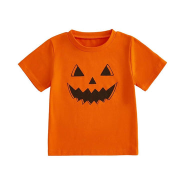 Pumpkin Face Halloween Toddler Tee T-Shirt The Trendy Toddlers Orange 2T 