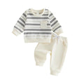 Long Sleeve Striped Pocket Solid Pants Baby Set