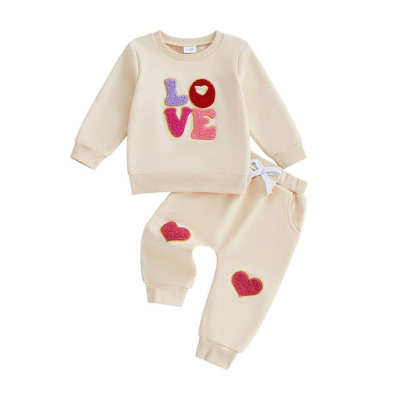 Long Sleeve Love Baby Set Beige 3-6 M