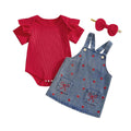 Valentine's Day Denim Baby Set Red 0-3 M