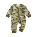 Long Sleeve Camouflage Zipped Baby Jumpsuit