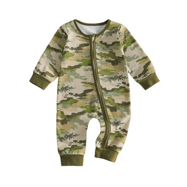 Long Sleeve Camouflage Zipped Baby Jumpsuit