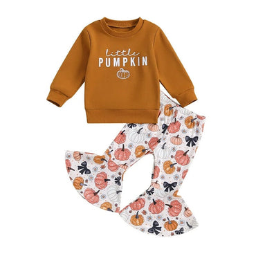 Little Pumpkin Flared Pants Toddler Set   