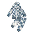 Long Sleeve Checkered Hoodie Toddler Set Blue 9-12 M 