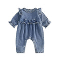 Long Sleeve Denim Ruffles Baby Jumpsuit