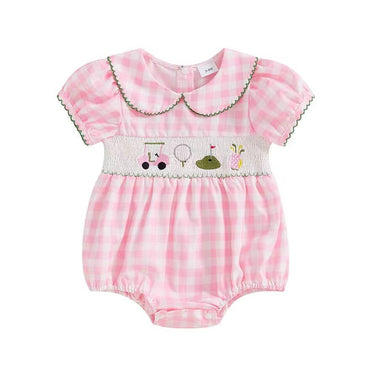 Short Sleeve Collar Golf Baby Romper