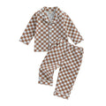 Long Sleeve Plaid Toddler Pajama Set Pajamas The Trendy Toddlers Brown 18-24 M 
