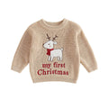 My First Christmas Scarfed Reindeer Baby Sweater