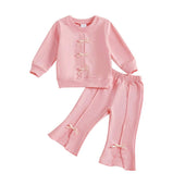 Long Sleeve Flared Pants Toddler Set Pink 9-12 M