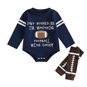 Long Sleeve Daddy Football Baby Set   