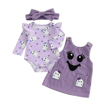 Long Sleeve Purple Corduroy Ghost Baby Set
