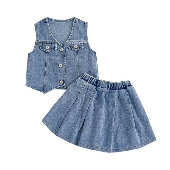 Sleeveless Denim Toddler Set
