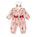 Long Sleeve Pink Candy Cane Baby Jumpsuit