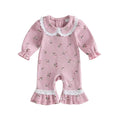 Long Sleeve Floral Lace Baby Jumpsuit Jumpsuit The Trendy Toddlers Pink 0-3 M 
