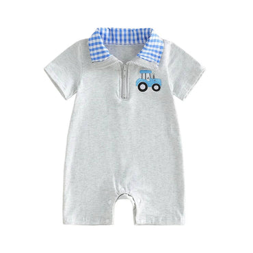 Short Sleeve Collar Golf Cart Baby Romper Rompers The Trendy Toddlers 