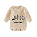 Spooky Goose Knit Baby Romper Beige 0-3 M