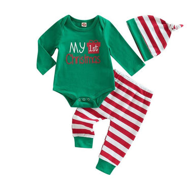 My First Christmas Striped Baby Set Holiday The Trendy Toddlers 