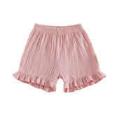 Solid Ruffled Toddler Shorts Rose 9-12 M