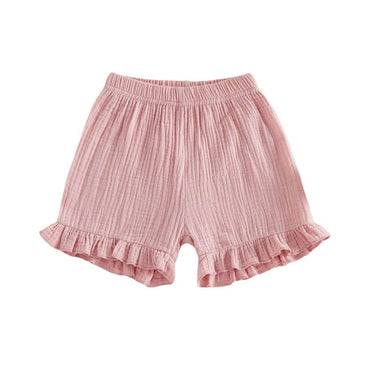 Solid Ruffled Toddler Shorts Rose 9-12 M
