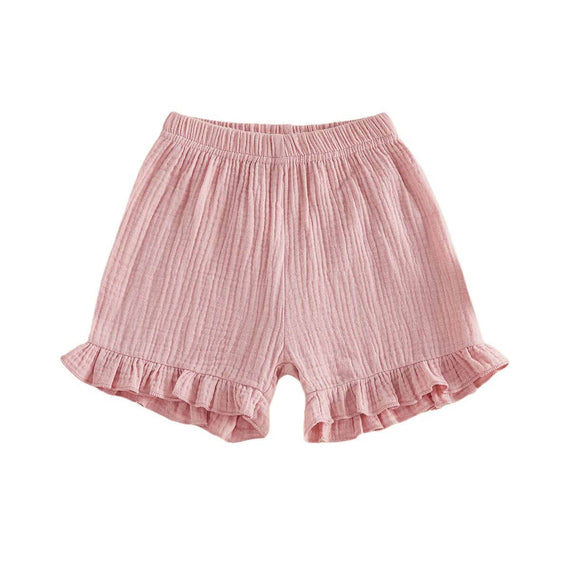 Solid Ruffled Toddler Shorts Rose 9-12 M