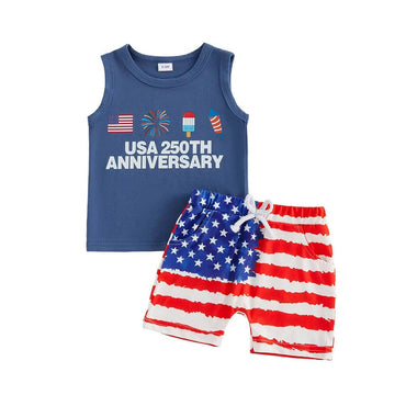 Sleeveless 250th Anniversary Baby Set Sets The Trendy Toddlers 