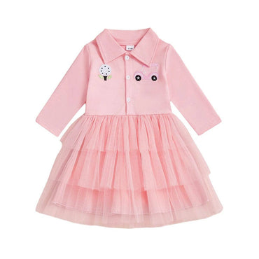Long Sleeve Pink Collar Golf Toddler Dress