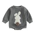 Long Sleeve Fluffy Bunny Baby Bodysuit Gray 3-6 M 