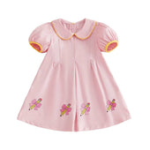 Puff Sleeve Collar Back To School Toddler Dress Dresses The Trendy Toddlers Pink 3T 
