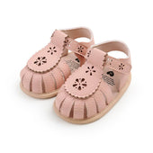 Solid Floral Cutout Baby Sandals Pink 1