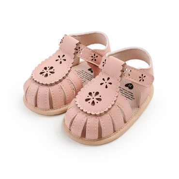 Solid Floral Cutout Baby Sandals