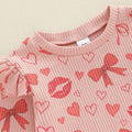 Long Sleeve Valentine's Day Ruffled Baby Set