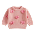 Long Sleeve Knitted Bows Toddler Sweater Pink 9-12 M 