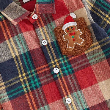 Long Sleeve Gingerbread Plaid Toddler Shirt shirt The Trendy Toddlers 