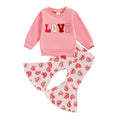 Long Sleeve Love Flared Pants Baby Set Pink 9-12 M 