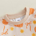 Long Sleeve Pumpkin Bow Baby Romper