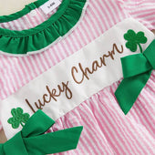 Short Sleeve Striped Lucky Charm Baby Romper